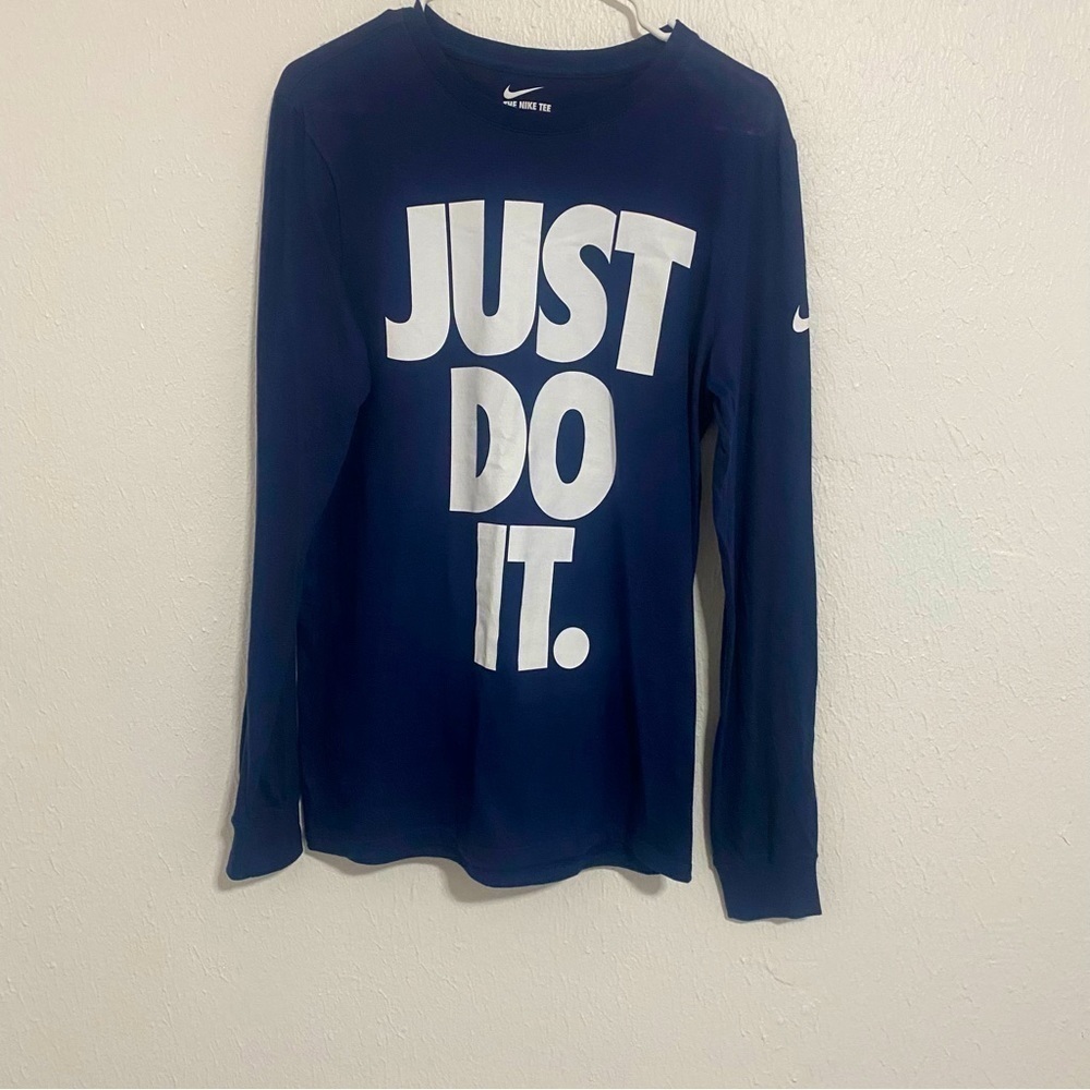 Nike Just Do It Long Sleeve T-shirt Top Small Navy